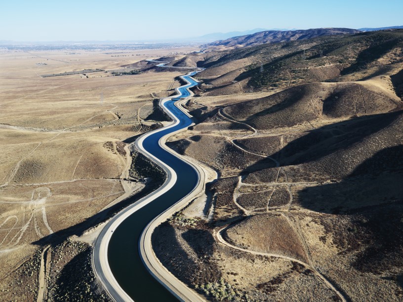 A thumbnail of an aqueduct in an arid region that provides more information on the topic Imported supplies for the Los Angeles region 